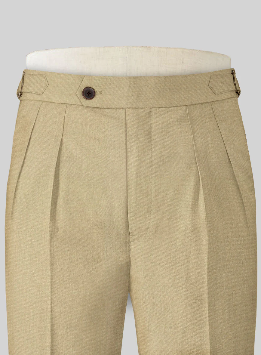Stretch Beige Wool Highland Trousers - Image 3