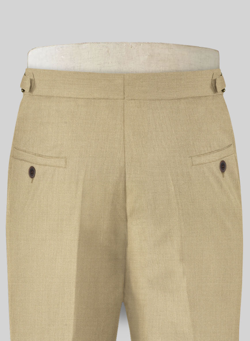 Stretch Beige Wool Highland Trousers - Image 4