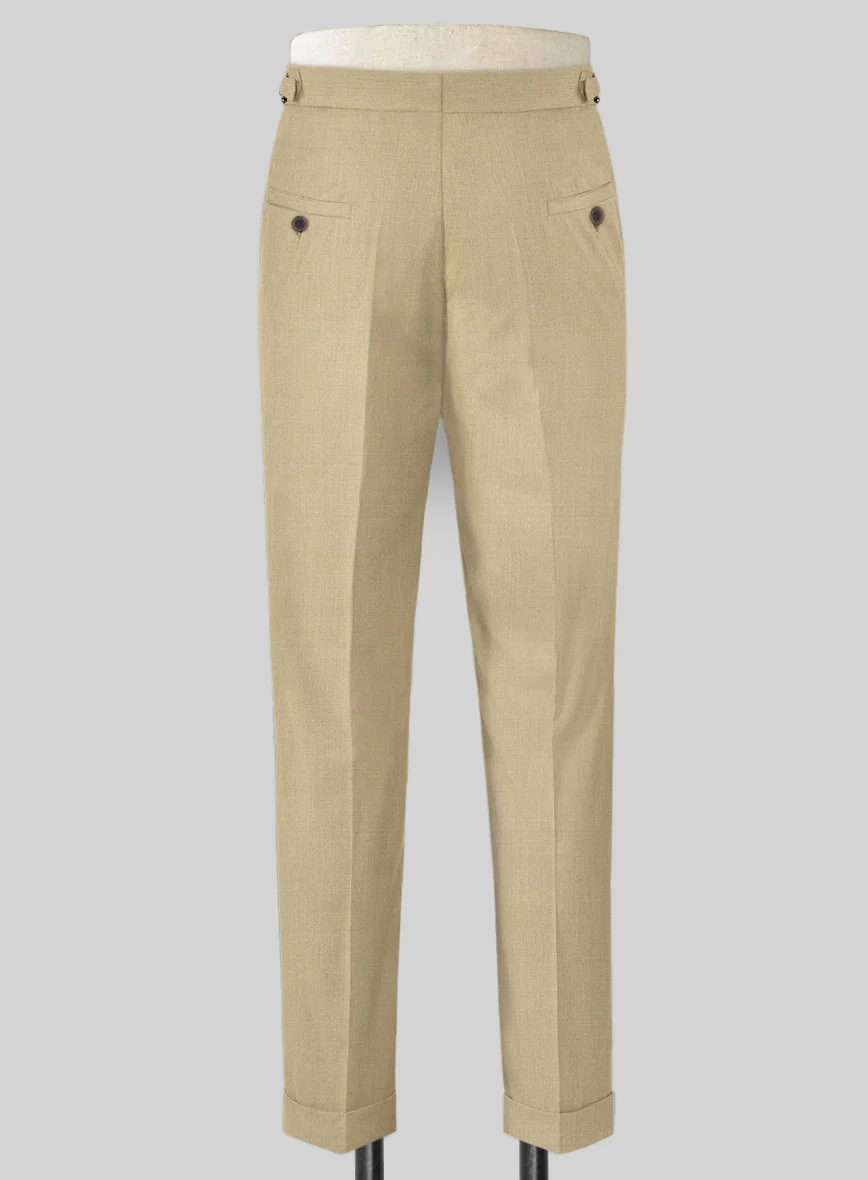Stretch Beige Wool Highland Trousers - Image 5