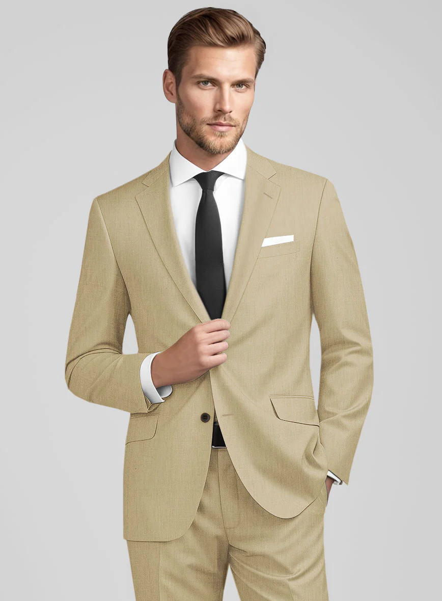 Stretch Beige Wool Jacket - Image 2