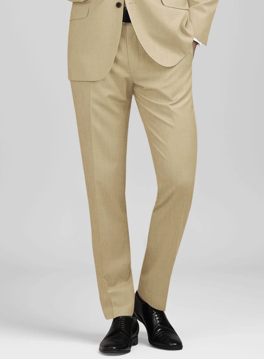 Stretch Beige Wool Suit - Image 6