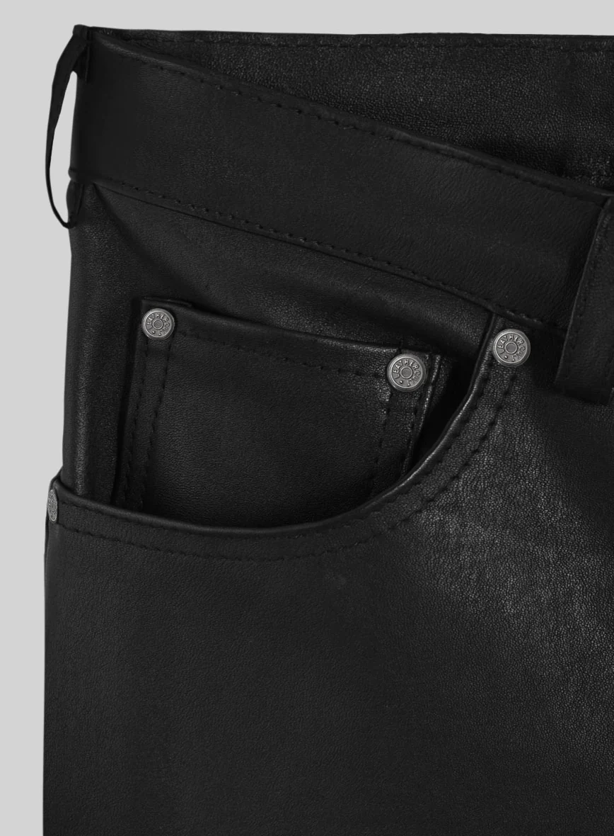Stretch Black Leather Jeans - Image 2