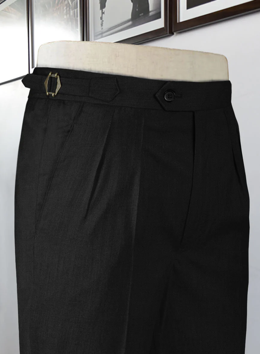 Stretch Black Wool Highland Trousers - Image 3