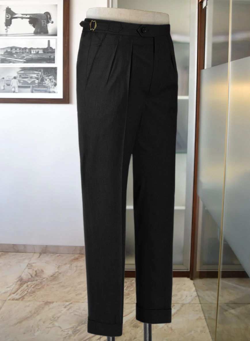 Stretch Black Wool Highland Trousers - Image 4
