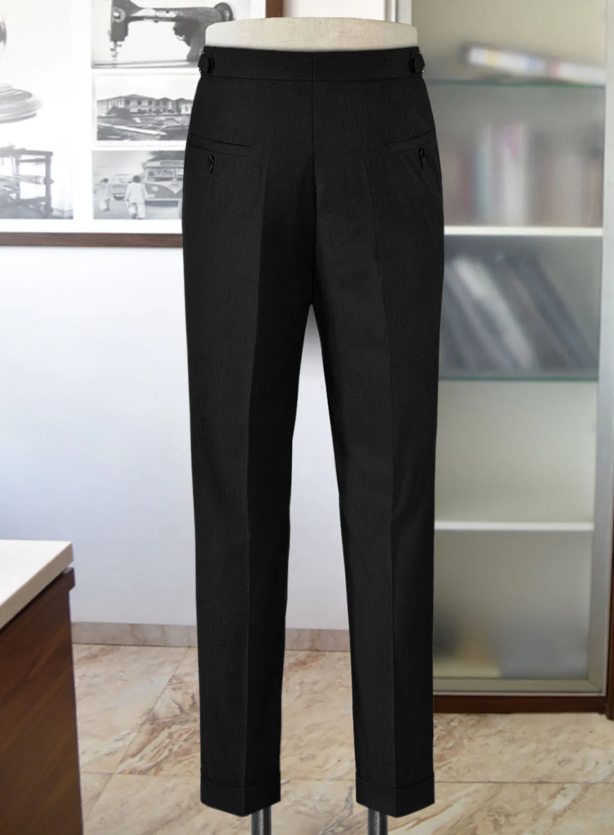 Stretch Black Wool Highland Trousers - Image 5