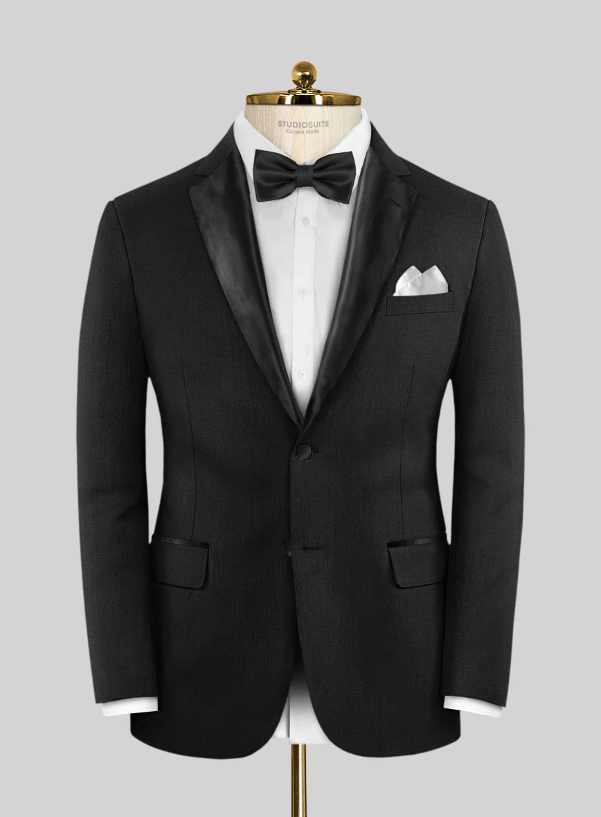 Stretch Black Wool Tuxedo Suit - Image 2