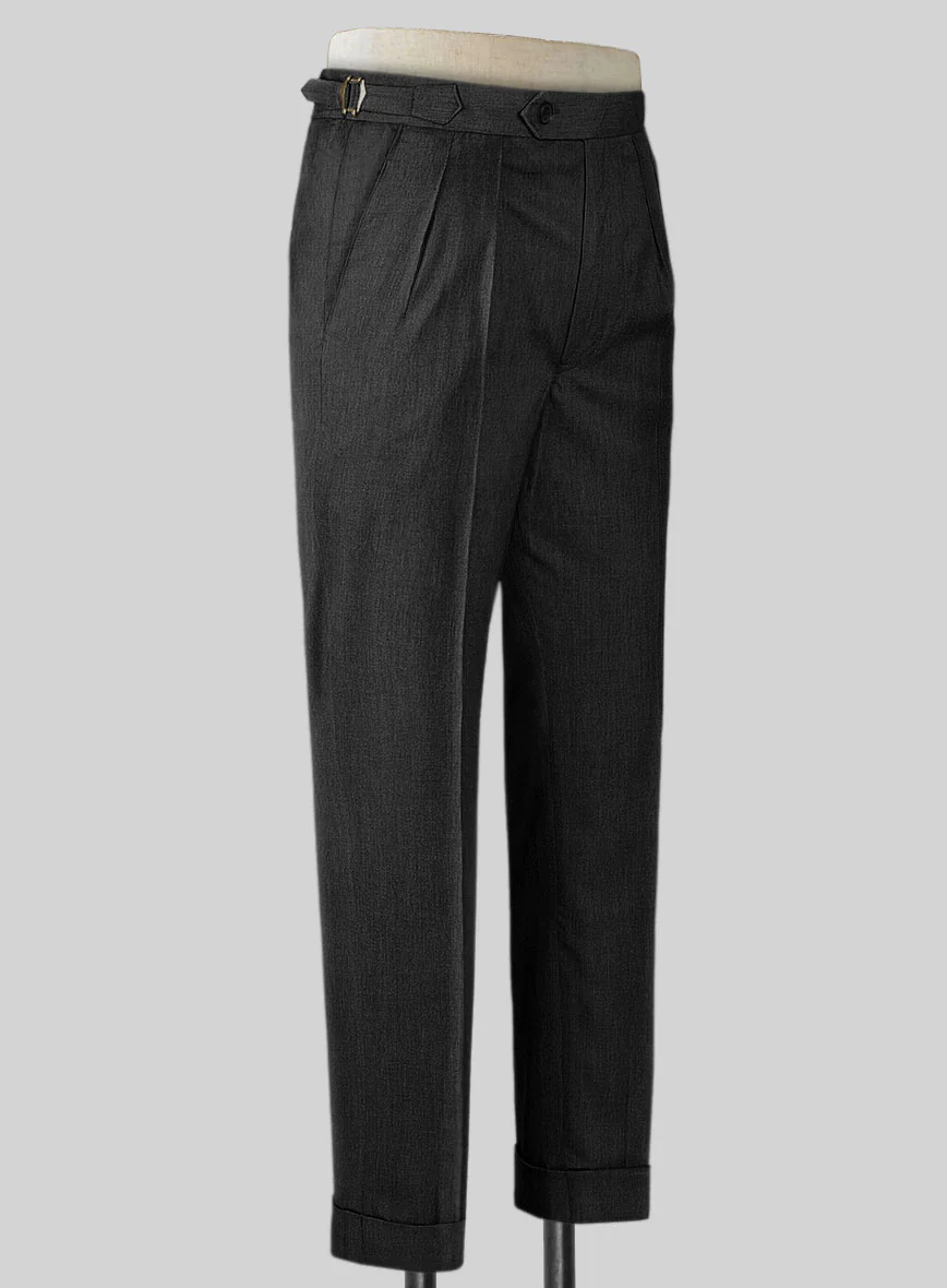 Stretch Charcoal Wool Highland Trousers - Image 2