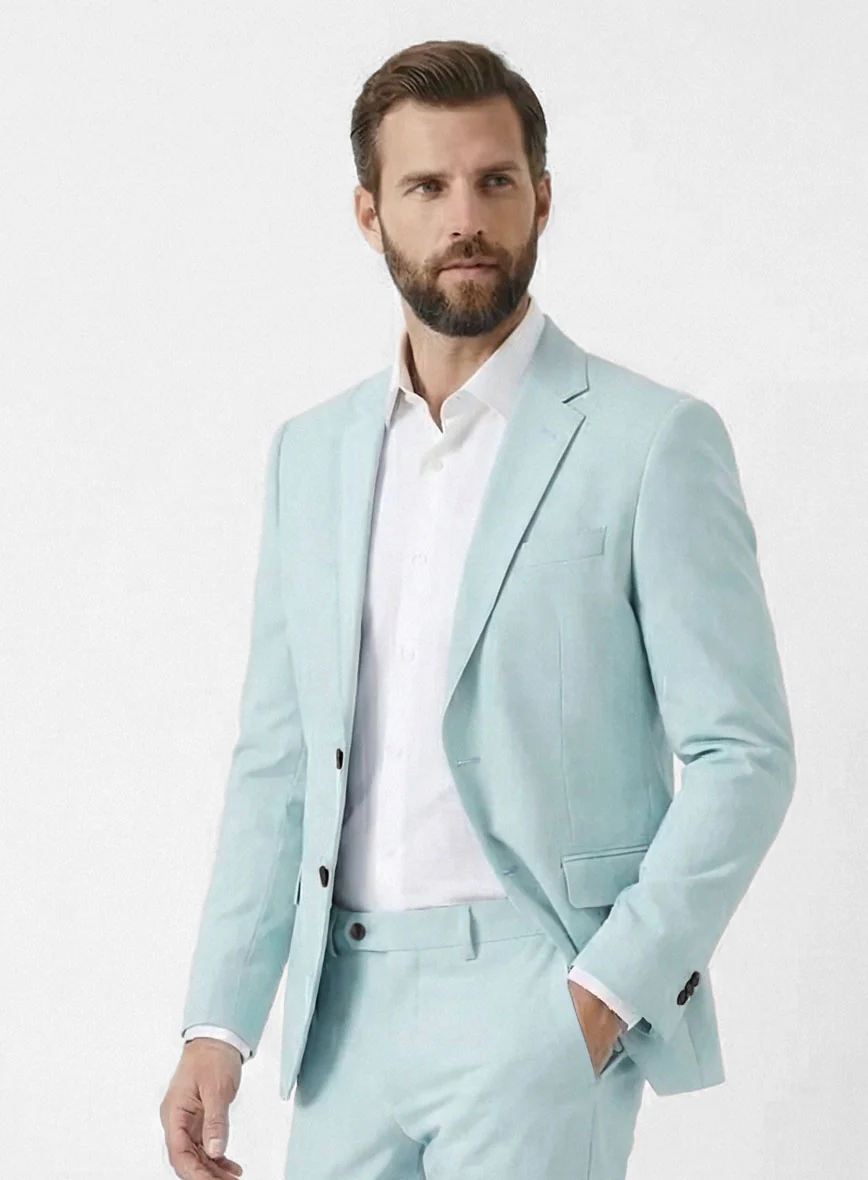 Stretch Summer Sky Blue Chino Jacket - Image 2