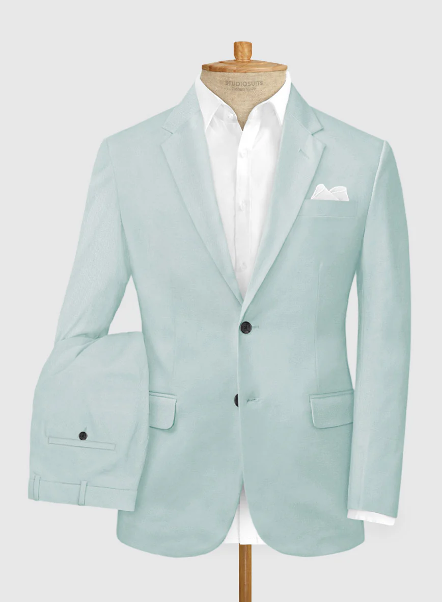 Stretch Summer Sky Blue Chino Suit - Image 2