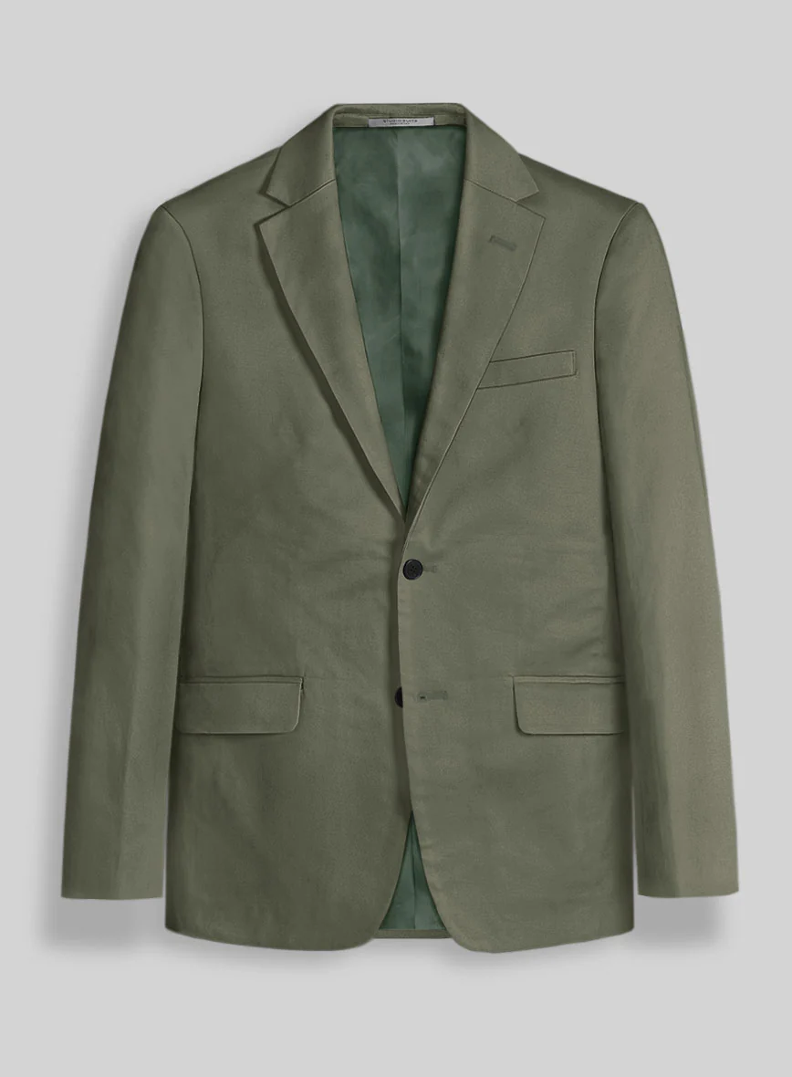 Stretch Summer Olive Green Chino Suit - Image 3