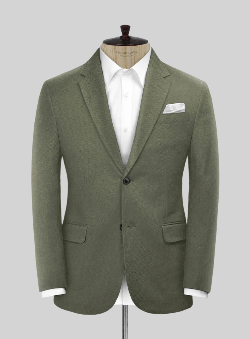 Stretch Summer Olive Green Chino Jacket - Image 4