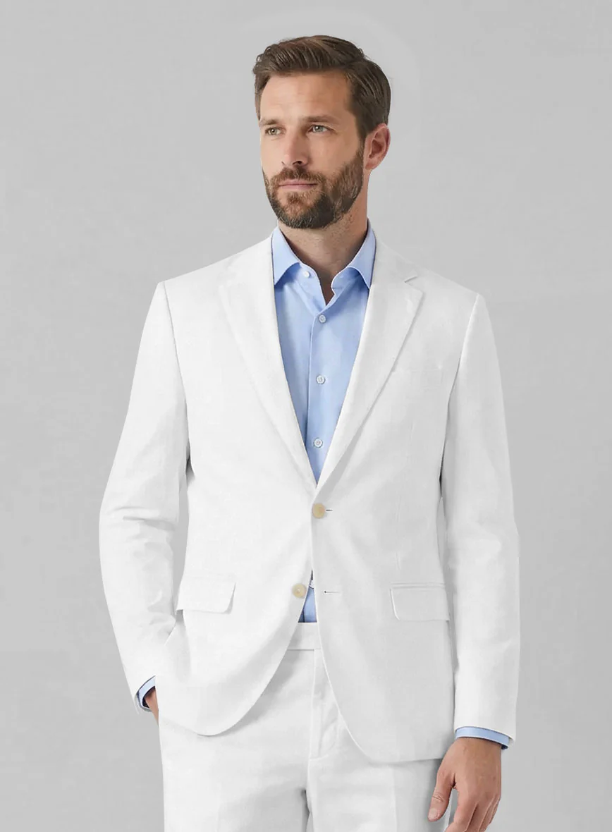 Stretch Summer White Chino Jacket - Image 2