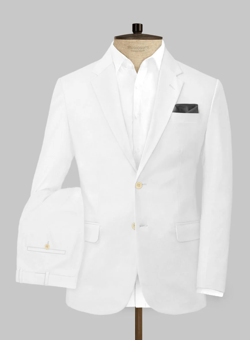Stretch Summer White Chino Suit - Image 2