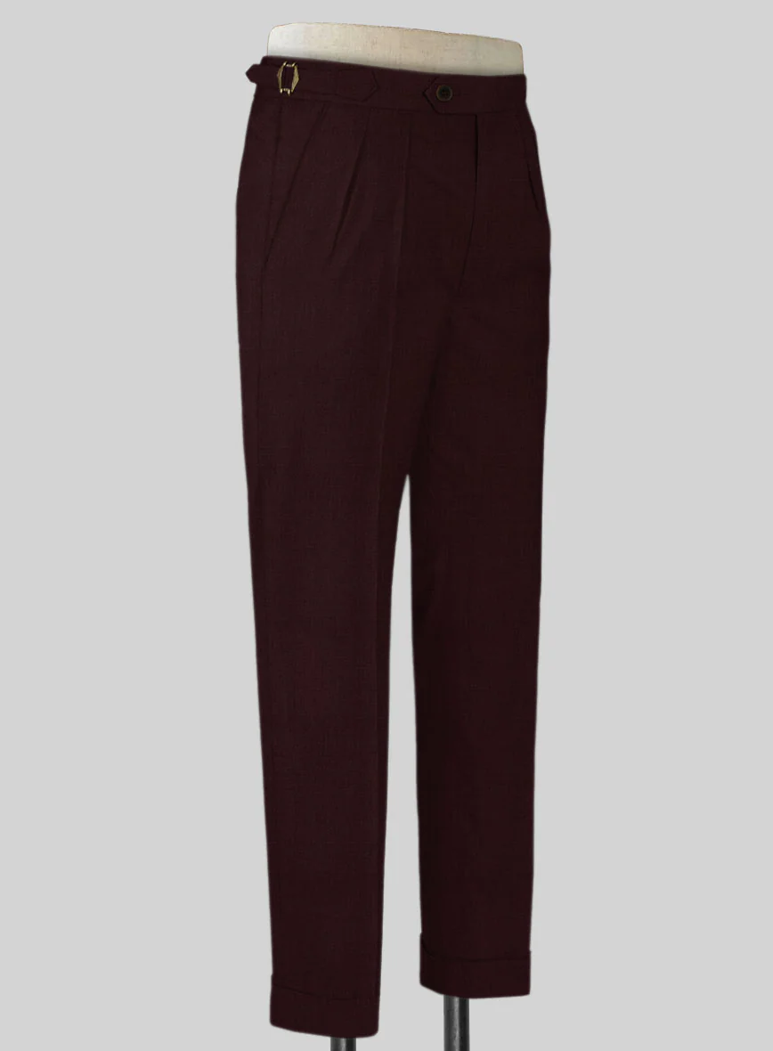 Stretch Wine Wool Highland Trousers - Image 2