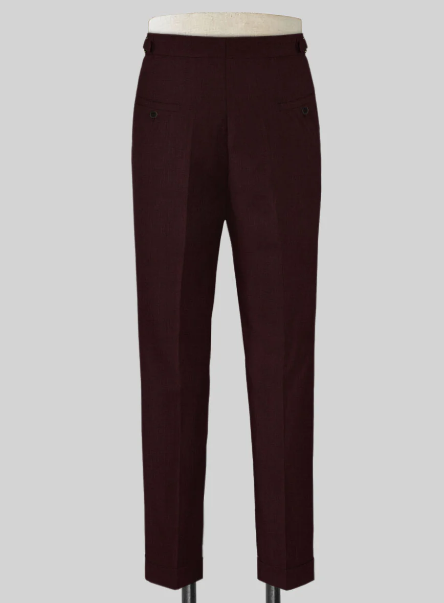 Stretch Wine Wool Highland Trousers - Image 3