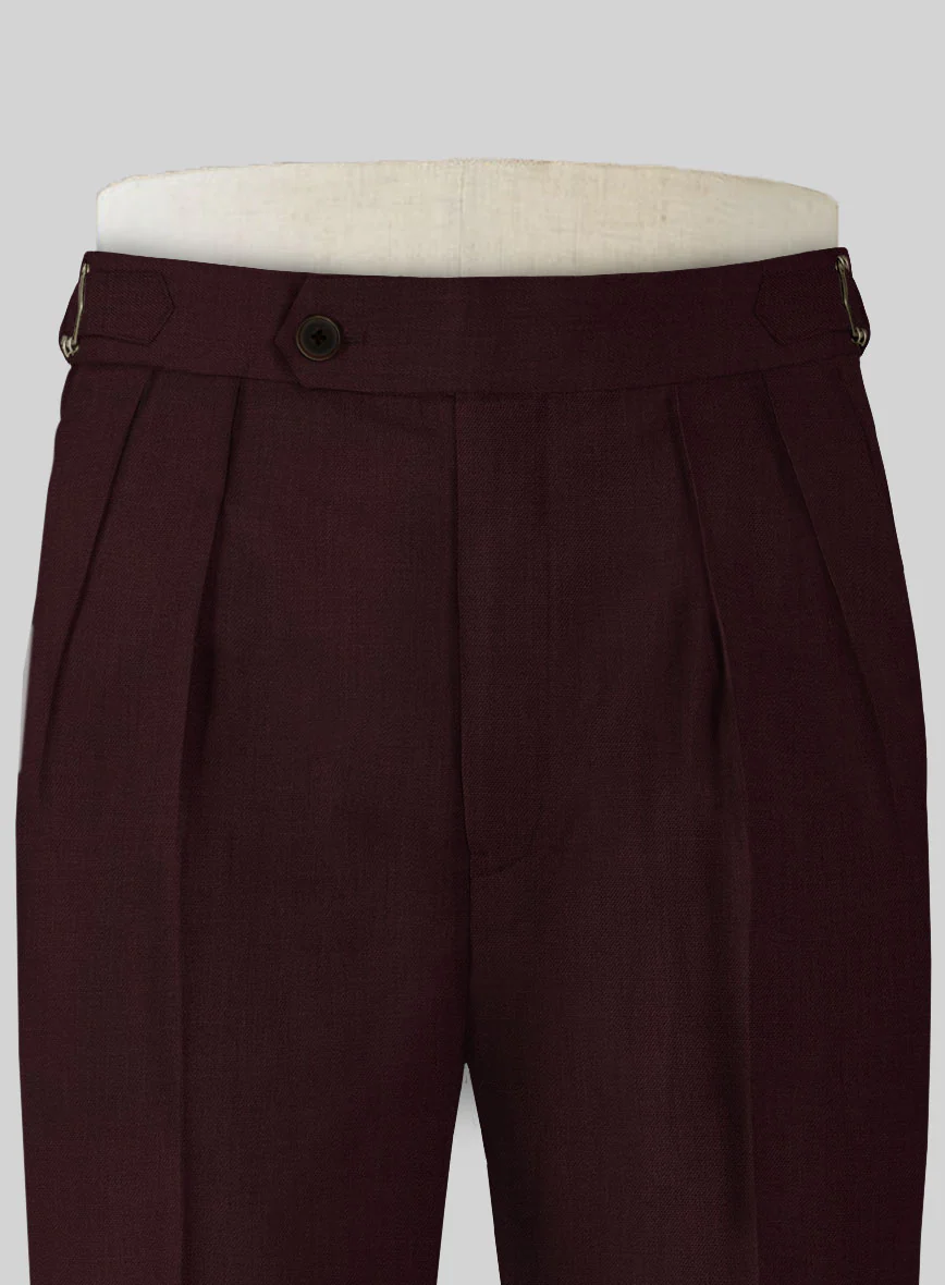 Stretch Wine Wool Highland Trousers - Image 4