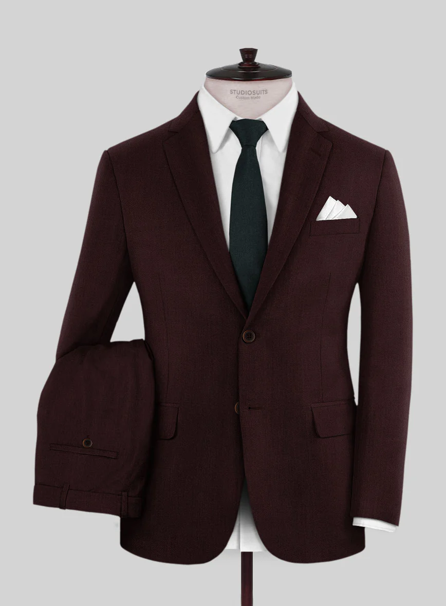 Stretch Wine Wool Suit - Image 2