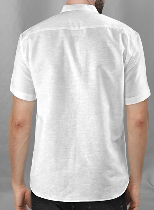 Stripy White and Black Linen Shirt - Image 3