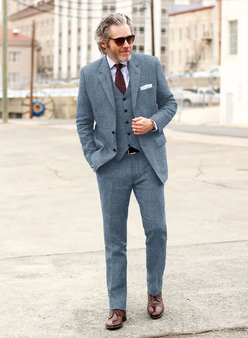 Stylbiella Spring Blue Linen Suit - Image 2