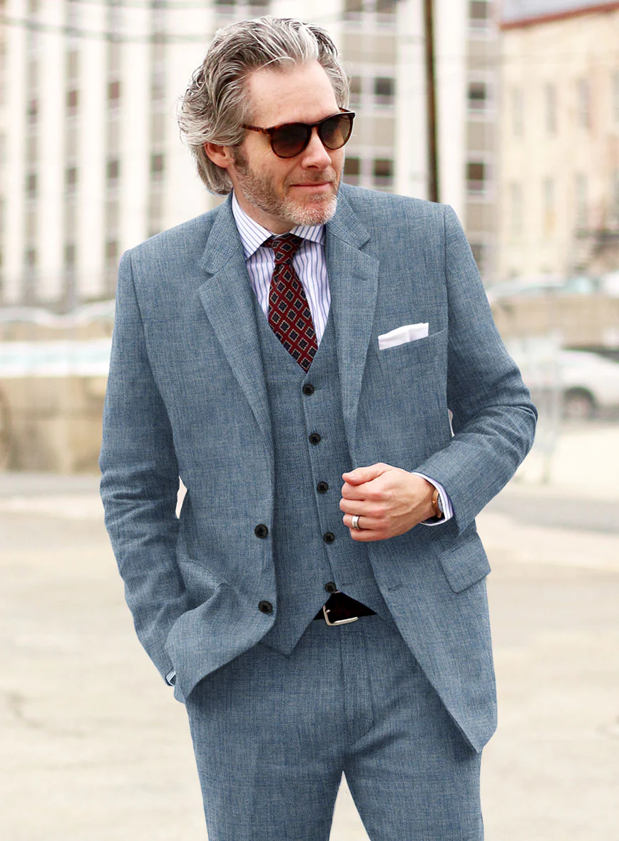 Stylbiella Spring Blue Linen Suit - Image 5