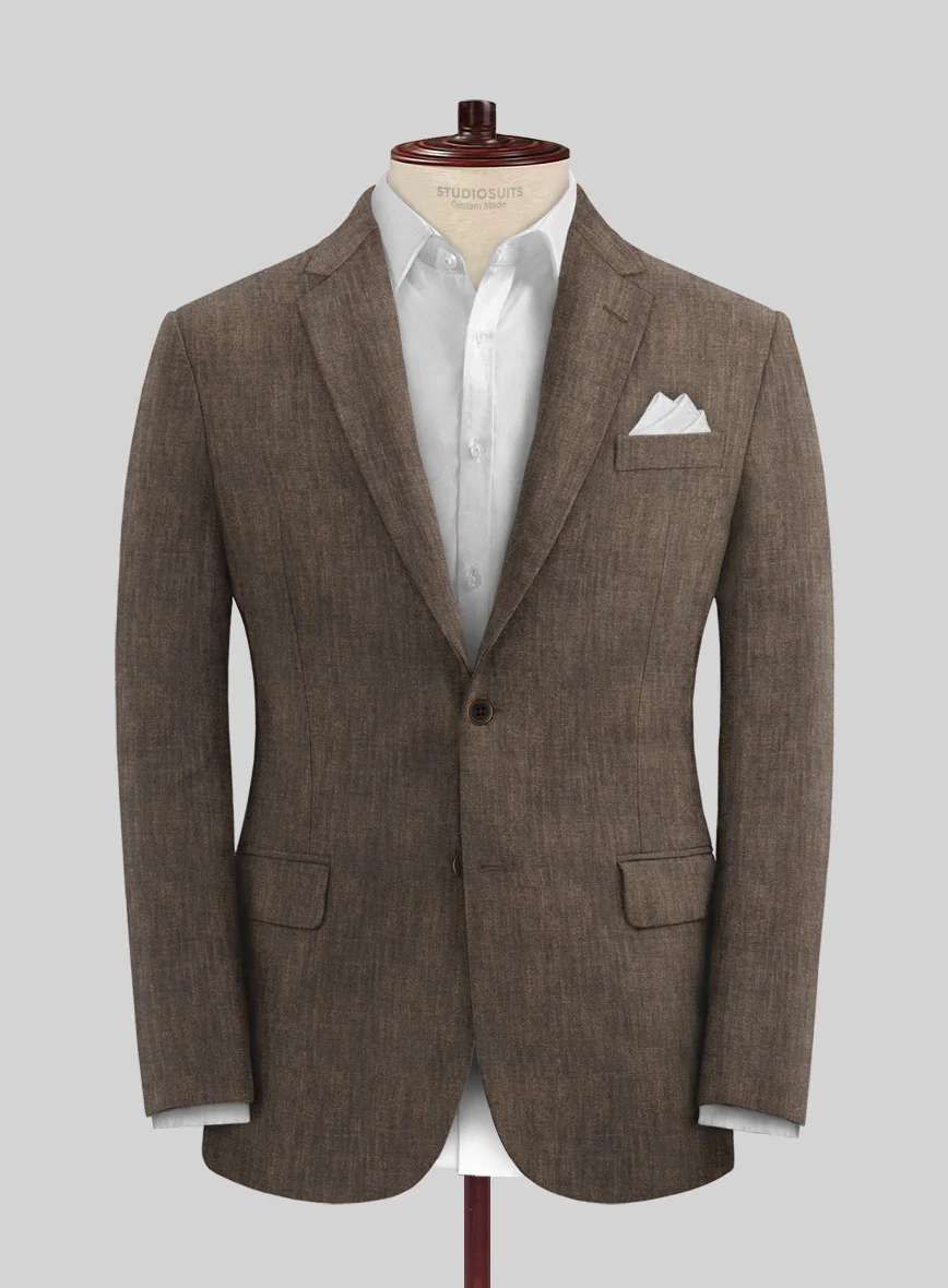 Stylbiella Spring Brown Linen Jacket - Image 3
