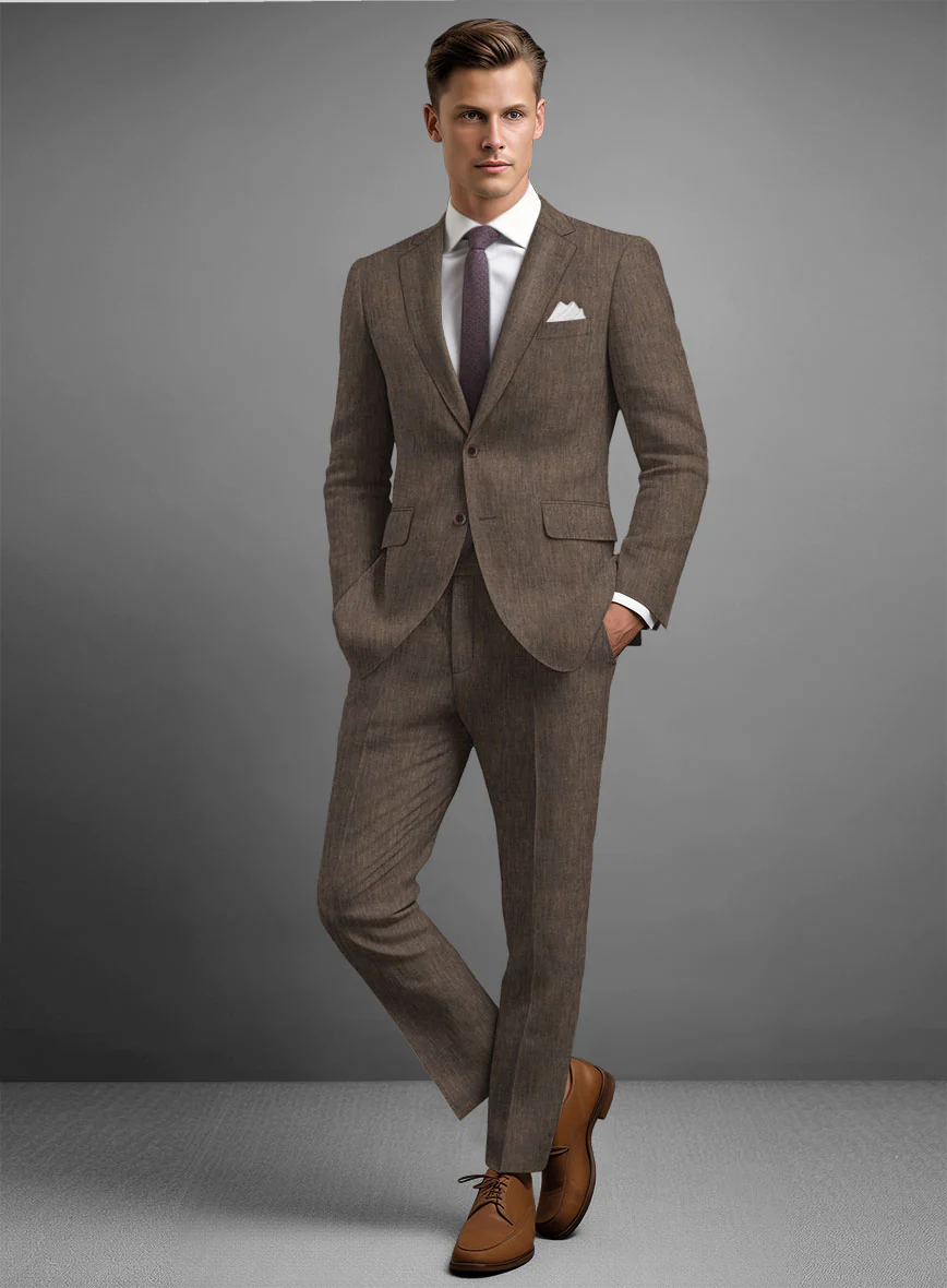 Stylbiella Spring Brown Linen Suit - Image 2