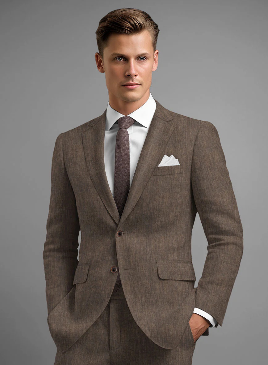 Stylbiella Spring Brown Linen Suit - Image 5