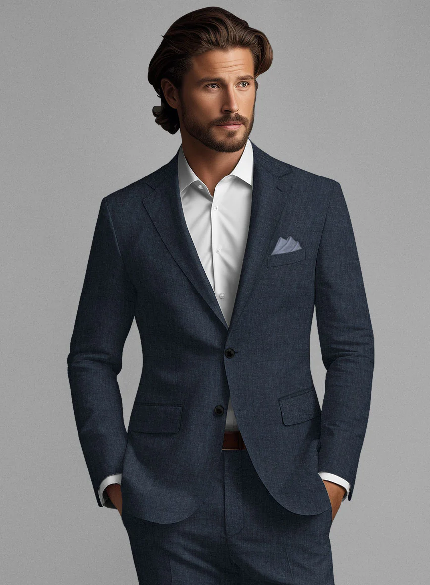 Stylbiella Spring Dark Blue Linen Jacket - Image 3