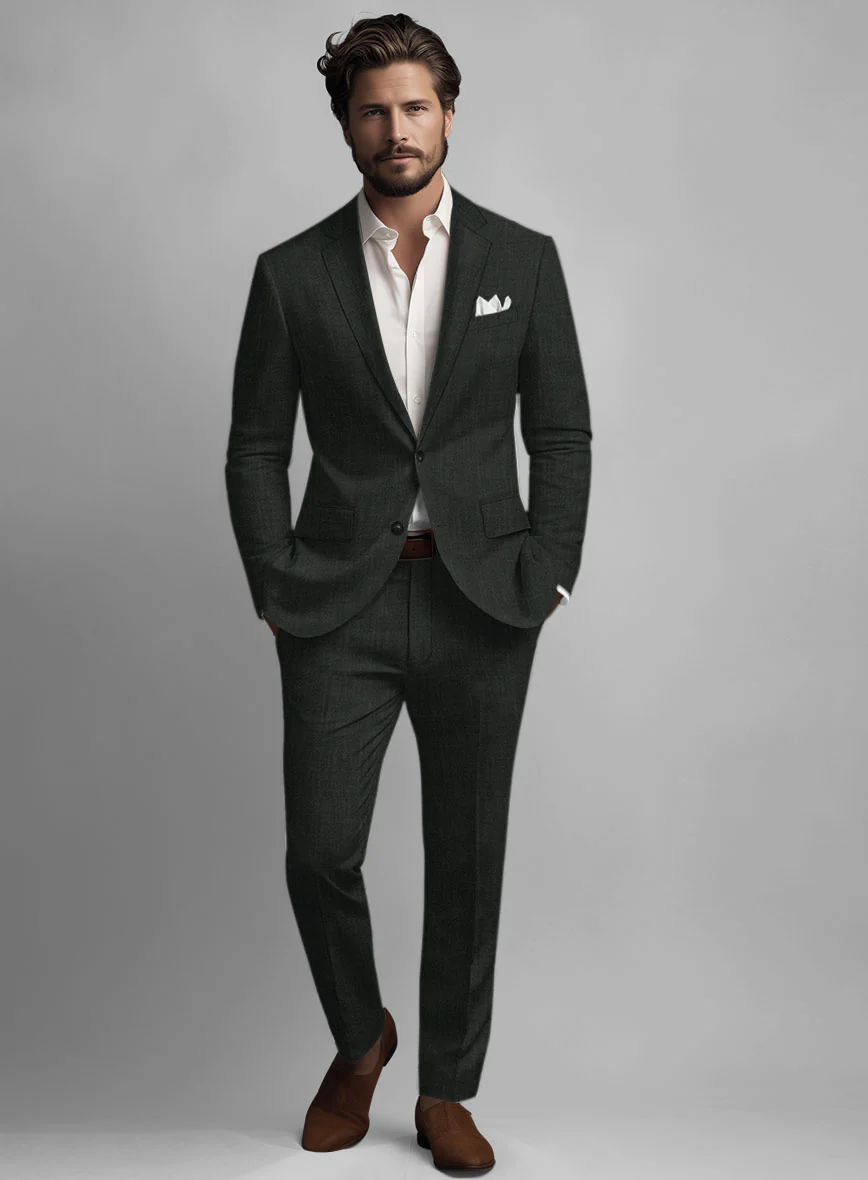 Stylbiella Spring Dark Green Linen Suit - Image 2
