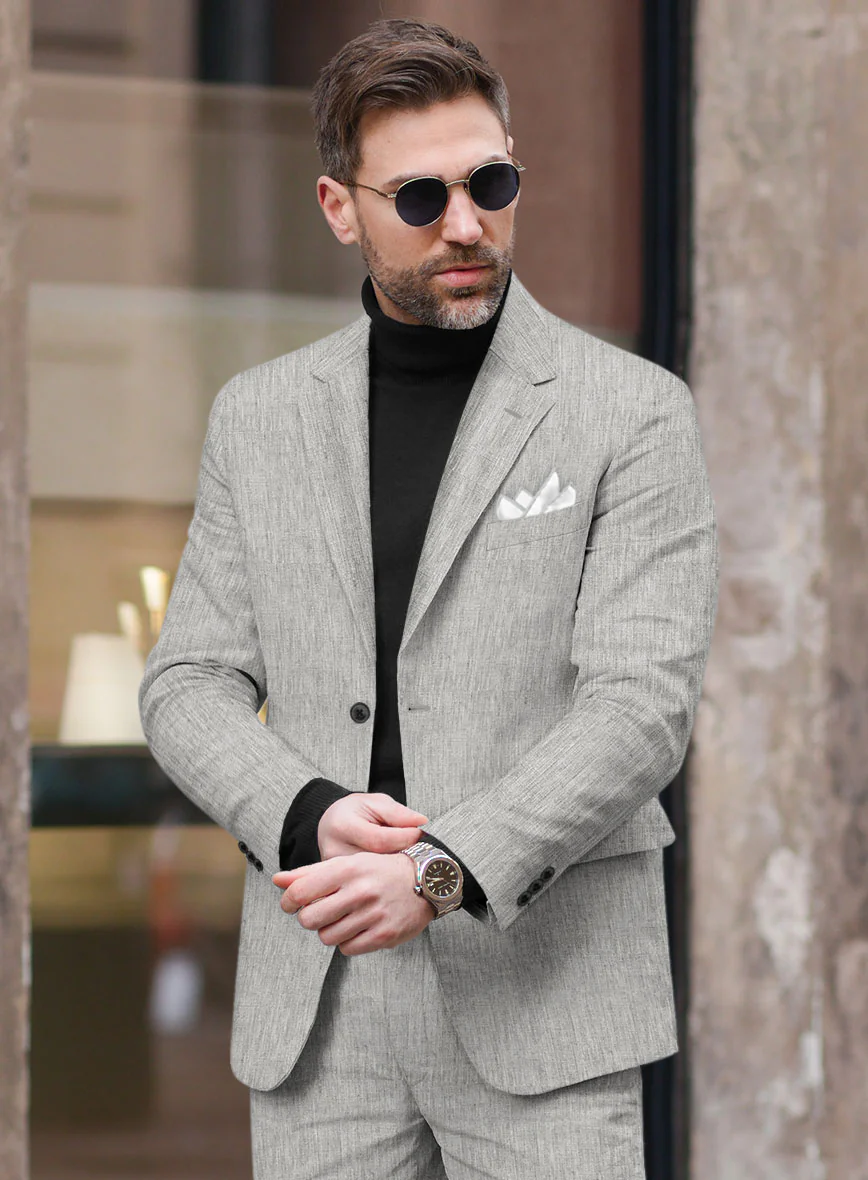 Stylbiella Spring Gray Linen Jacket - Image 2
