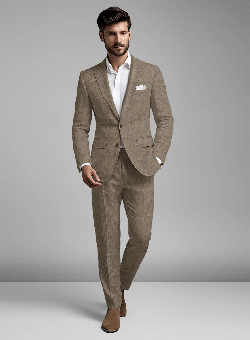 Stylbiella Spring Light Brown Linen Suit - Image 2