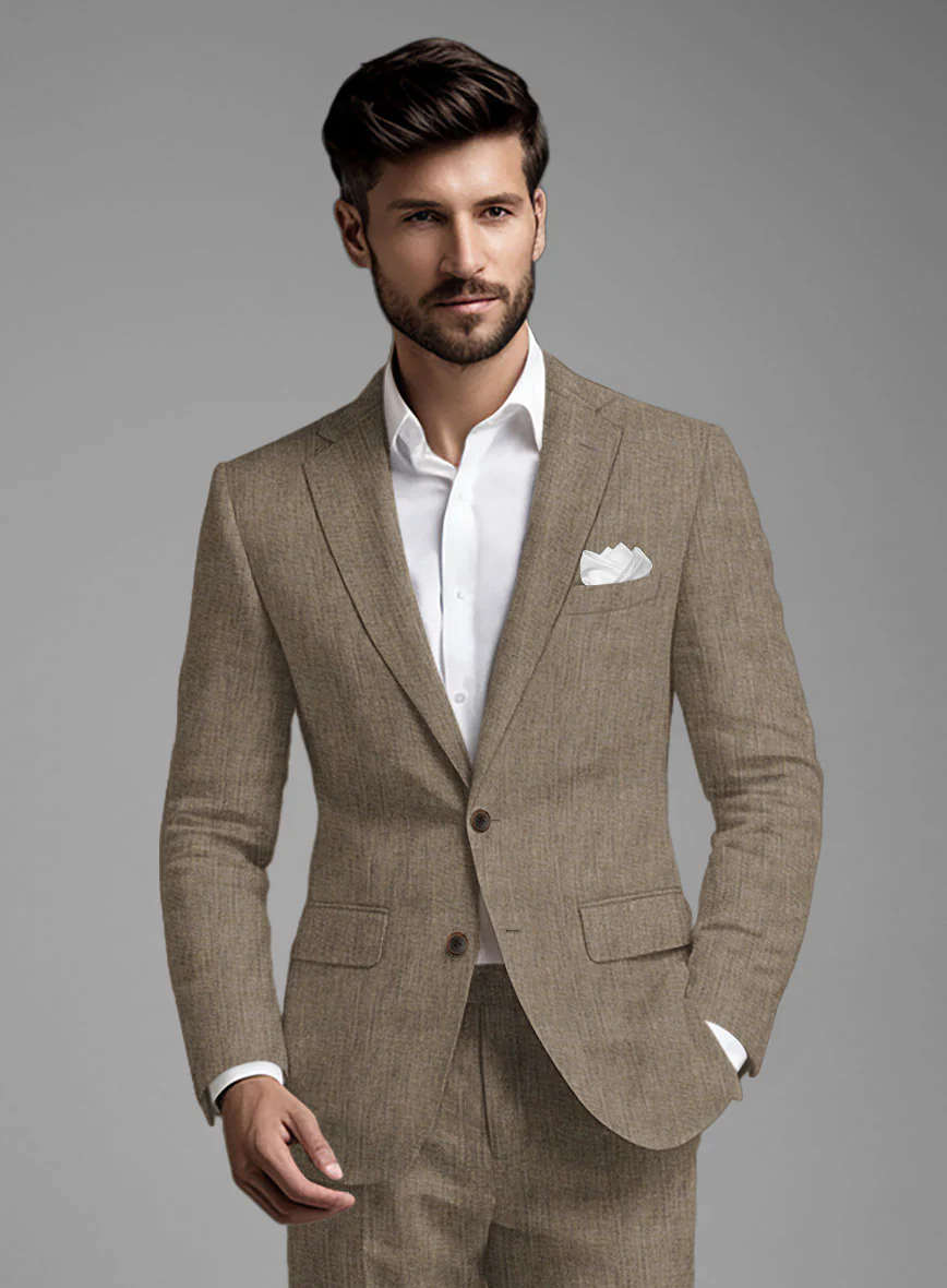 Stylbiella Spring Light Brown Linen Suit - Image 5