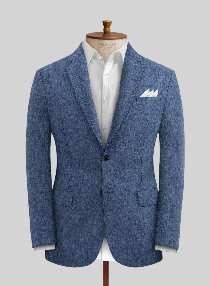 Stylbiella Spring Smoked Blue Linen Jacket - Image 3