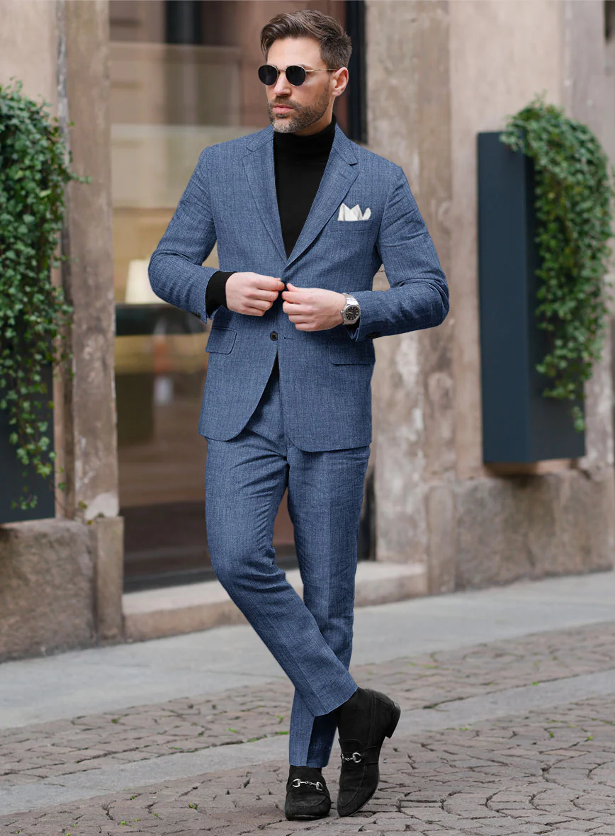 Stylbiella Spring Smoked Blue Linen Suit - Image 2