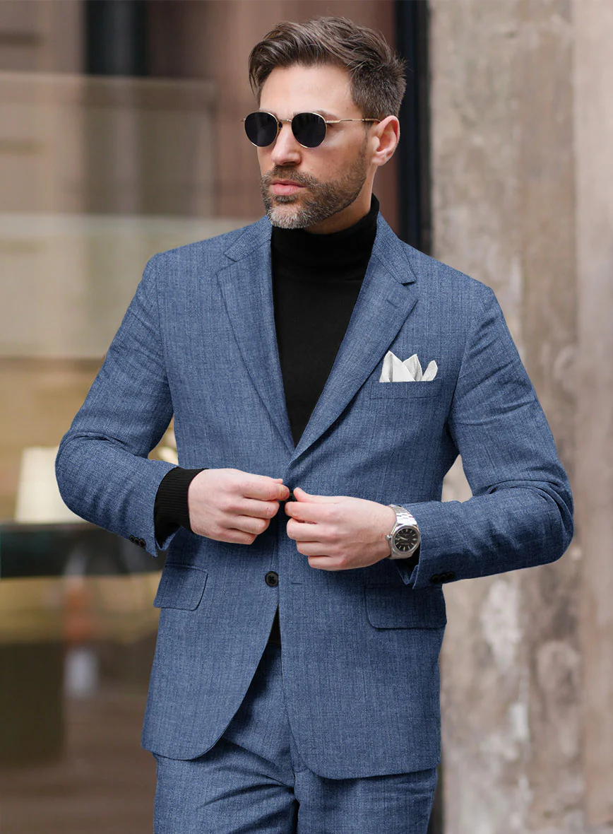 Stylbiella Spring Smoked Blue Linen Suit - Image 5
