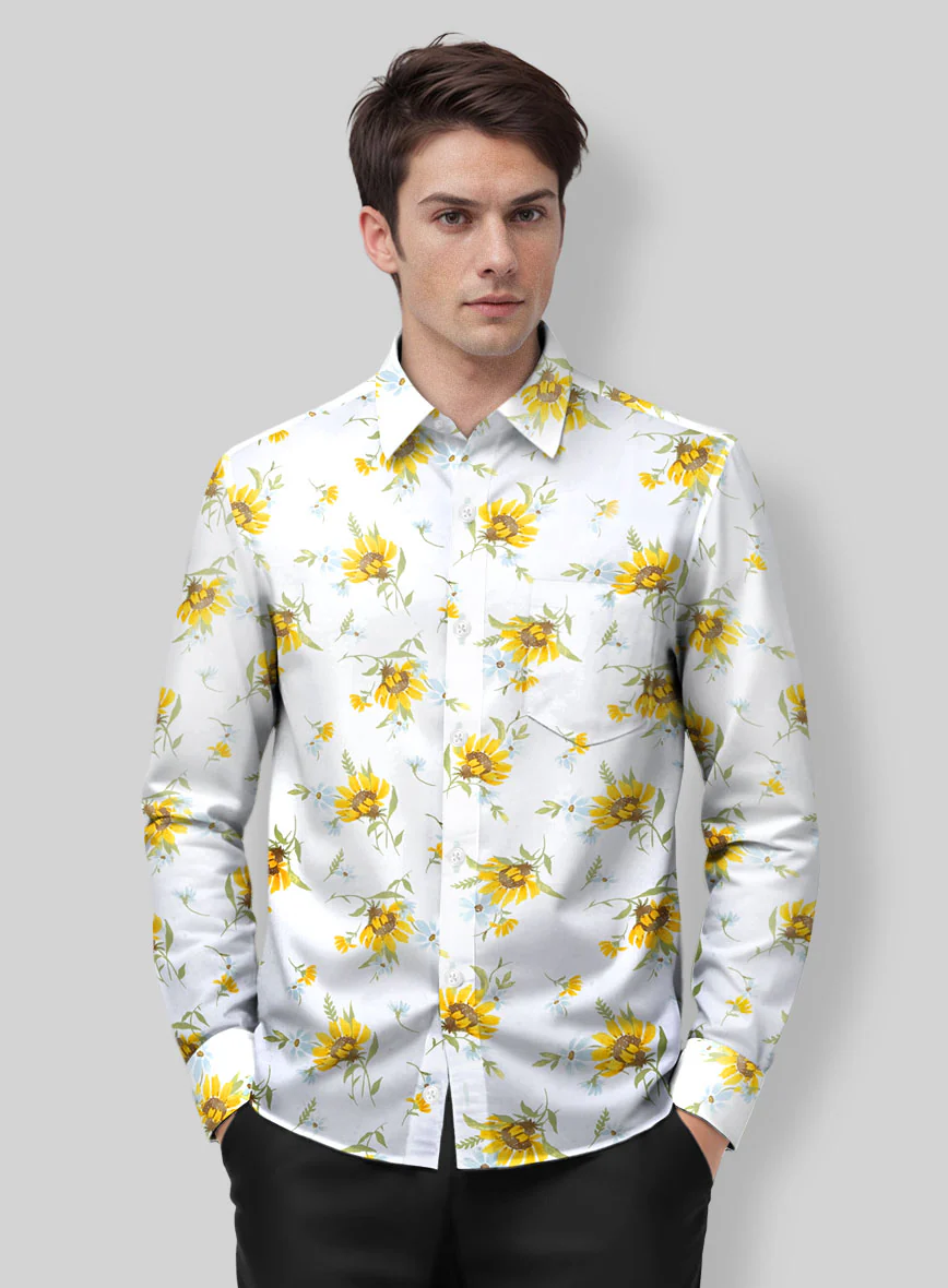 Sunlit Bloom Cotton Lycra Shirt - Image 3