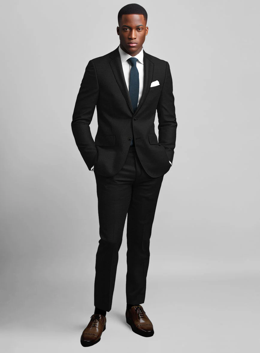 Super Black Satin Wool Suit - Image 2
