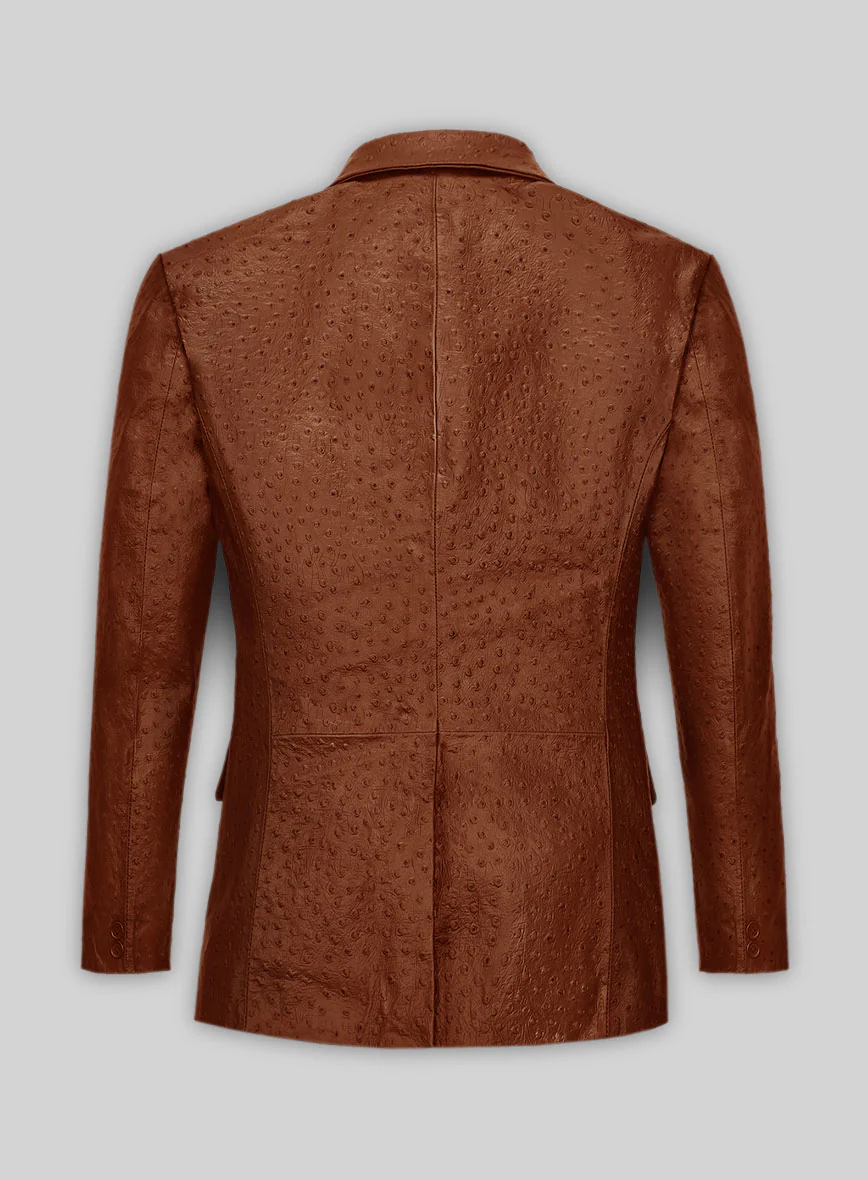 Tan Brown Ostrich Leather Blazer - Image 2
