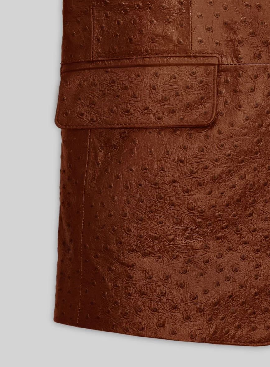 Tan Brown Ostrich Leather Blazer - Image 3