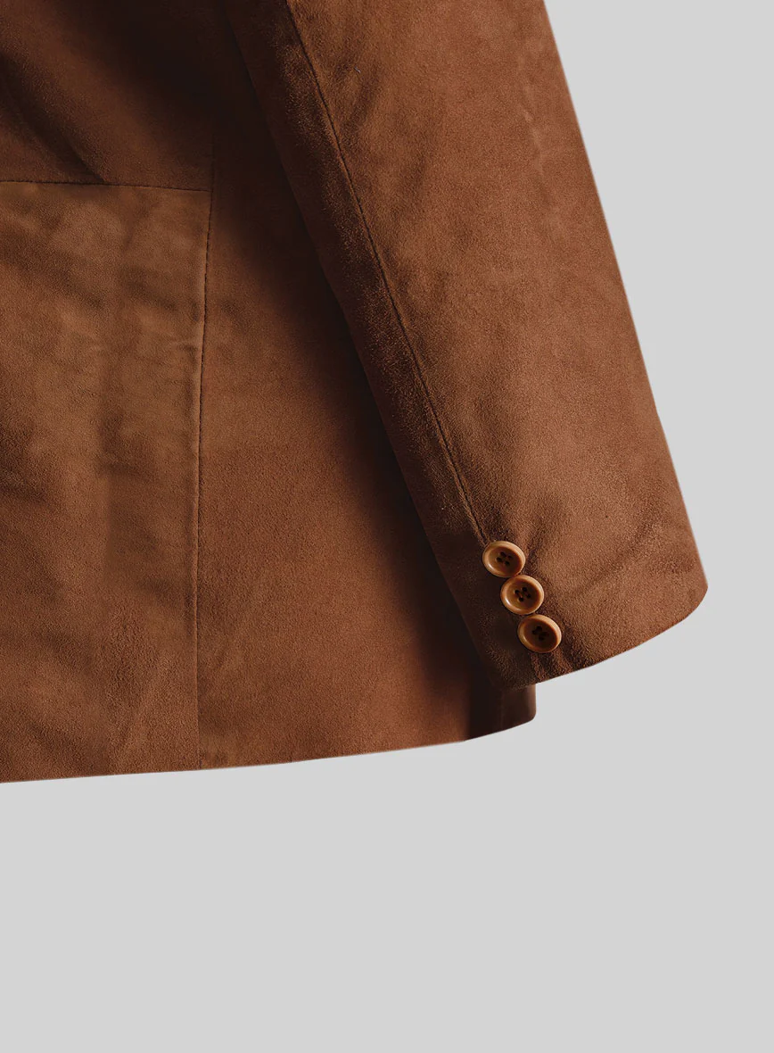 Tan Brown Suede Leather Blazer - Image 3