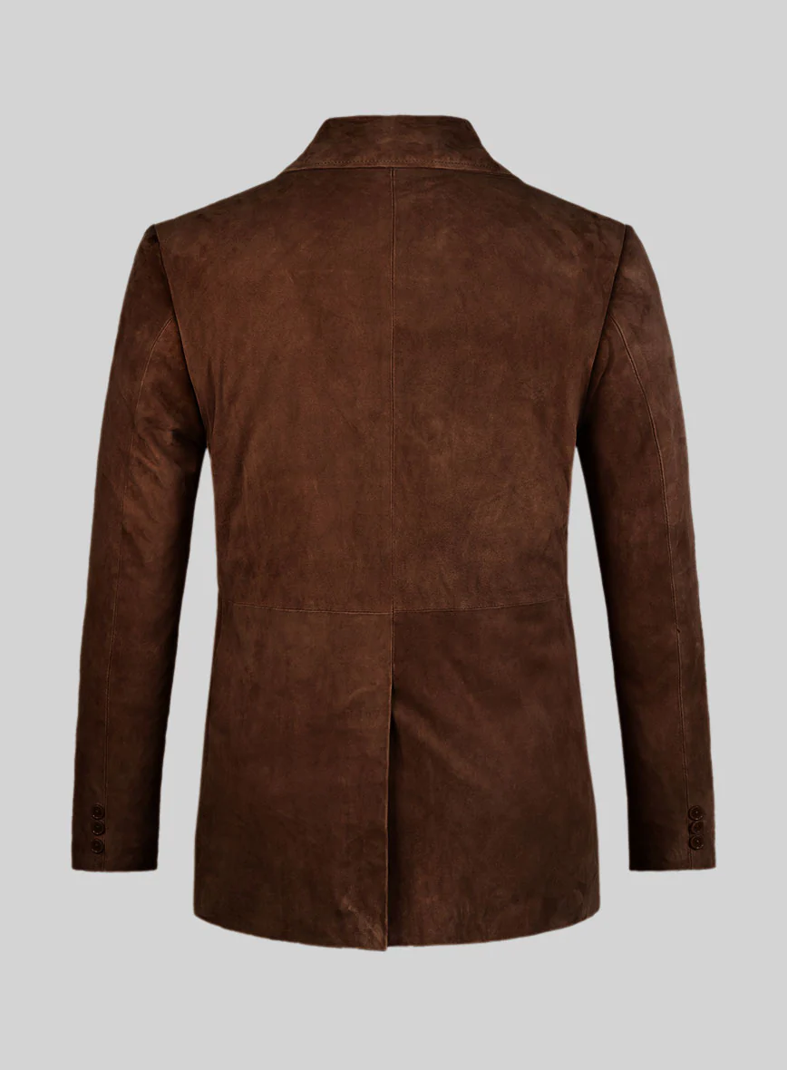 Tan Brown Suede Leather Pea Coat - Image 3