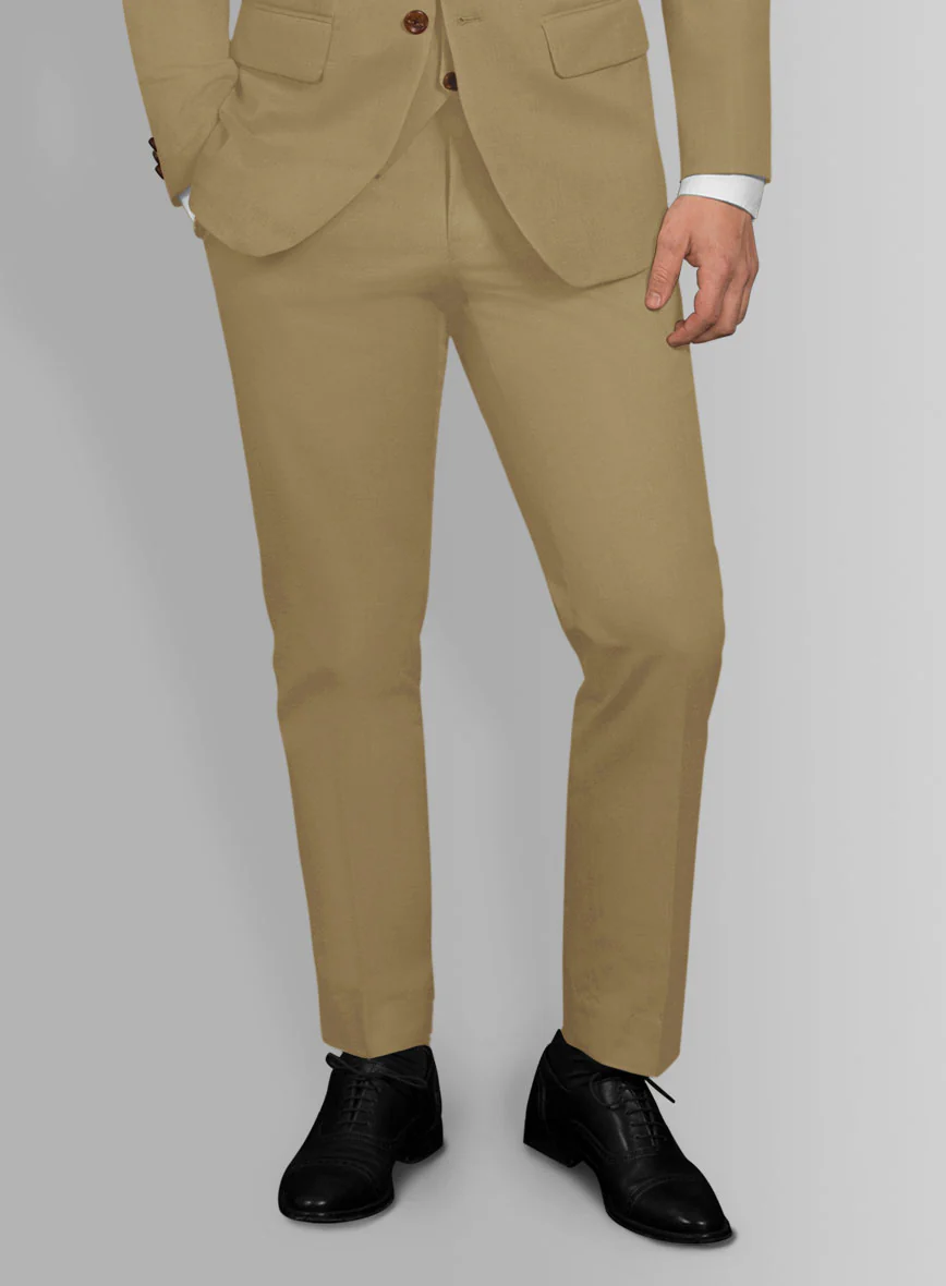 Tan Feather Cotton Canvas Stretch Pants - Image 2