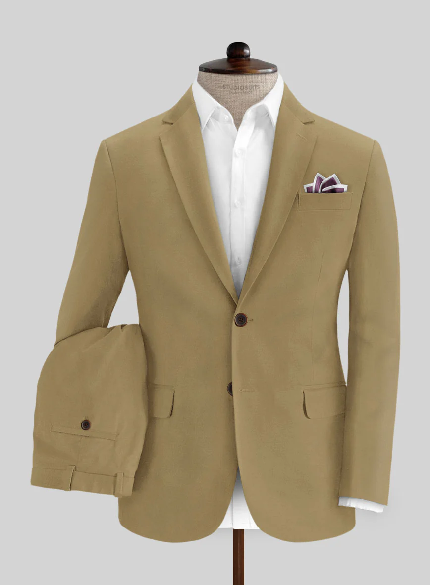 Tan Feather Cotton Canvas Stretch Suit - Image 2