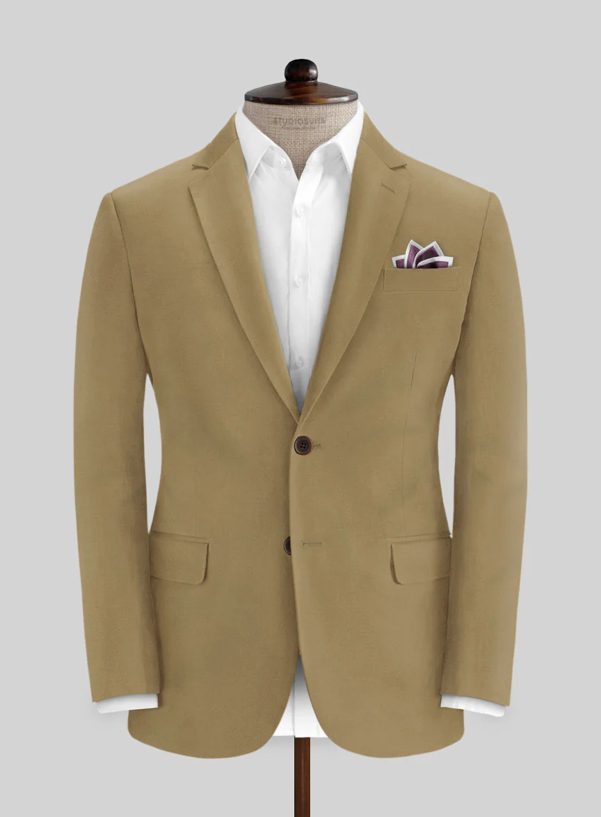 Tan Feather Cotton Canvas Stretch Suit - Image 3