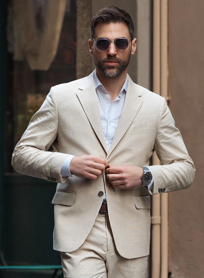 Tan Seersucker Jacket - Image 2