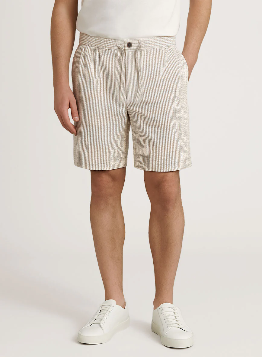 Tan Seersucker Shorts - Image 2
