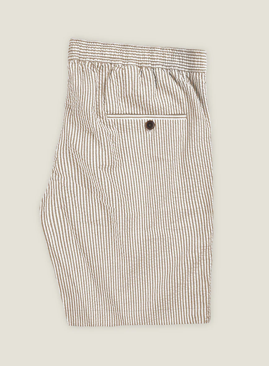 Tan Seersucker Shorts - Image 3