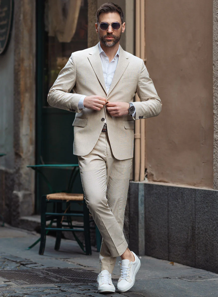 Tan Seersucker Suit - Image 2