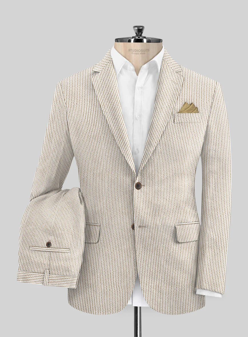 Tan Seersucker Suit - Image 3