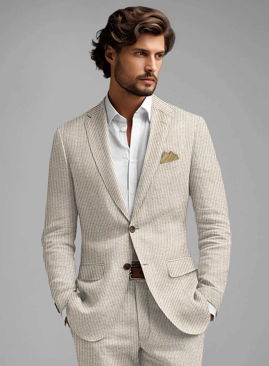 Tan Seersucker Suit - Image 5